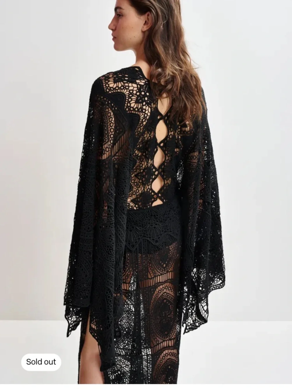 Essentiel Antwerp Black HISSOURI Crochet Caftan - Picture 4 of 9